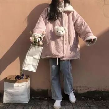 Зимнее корейское милое теплое пальто из овечьей шерсти для женщин, шикарная симпатичная двухсторонняя одежда в стиле пэчворк, плотная одежда в студенческом стиле, повседневная модная верхняя одежда S
