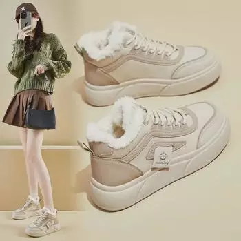 Зимние белые кроссовки Plus Velvet Platform Sneakers 2024 года — корейский стиль SH909 40 хаки