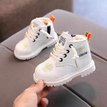 Зимние теплые хлопковые зимние сапоги Little Daisy для мальчиков и девочек, зимние ботинки, детские ботинки martin, обувь на платформе, размер 21-30