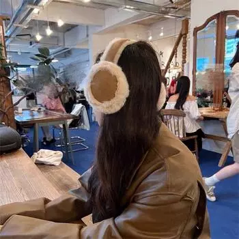 Зимние теплые наушники Maillard Brown Suede Plush Earamuffs Women, складные мягкие утолщенные наушники, милые простые аксессуары для ушей