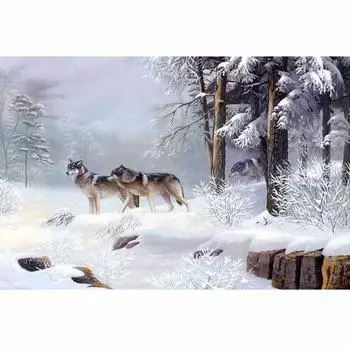 Зимние волки Pack Art Full Drill Алмазная вышивка Мозаика Подарок DIY Алмазная картина Алмазная картина 20X30CM