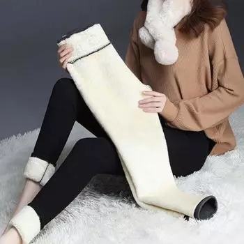 Зимние женские брюки, толстые флисовые, эластичные, узкие, с высокой талией, мягкие, с контролем живота, однотонные, ветрозащитные, теплые, женские леггинсы, длинные брюки M чёрный
