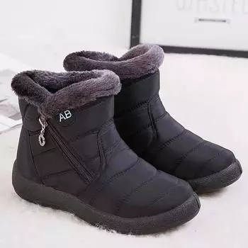 Зимние женские сапоги Удобные женские сапоги Водонепроницаемая женская обувь Обувь на молнии Женские мягкие меховые зимние женские сапоги Botas Mujer 35 чёрный
