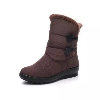 Зимние женские сноубутсы большого размера Женские ботильоны на платформе Девочки Молния Теплые на танкетке Теплые зимние ботинки женские C365 35 коричневый