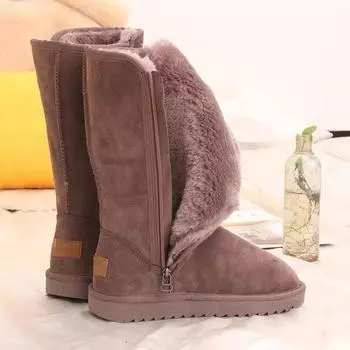 Зимние женские высокие ботинки для сноуборда из бархата с утолщенной боковой молнией, большие размеры 42 чёрный