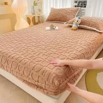 Зимний мягкий однотонный чехол для матраса Fresh Cozy 150x200 синий
