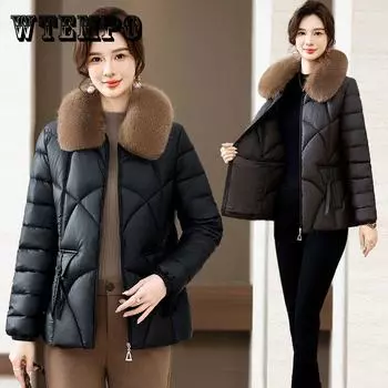Зимняя куртка Mom Down Cotton, теплое хлопковое пальто, женское пальто, короткое утолщенное хлопковое пальто XL чёрный