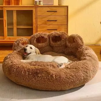 Зимняя теплая будка для собак средних и крупных пород, корги, золотистый ретривер, кровать для собак, бархатный диван, спальный коврик, товары для домашних животных на все времена года M Diameter 50cm глубокая кофе