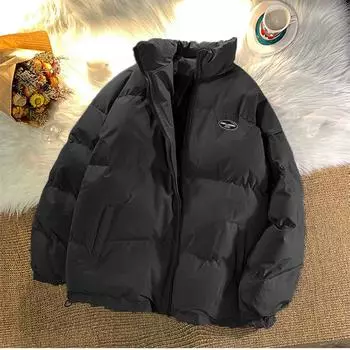 Зимняя уличная одежда на молнии, однотонные парки, женская куртка Tide Ins, корейская версия, верхняя одежда, свободная повседневная куртка Y2K с подкладкой, пальто S синий