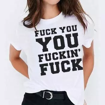 ZIMOXUAN Женская мода Fuck You You Fucking с буквенным принтом Повседневная футболка с коротким рукавом S чёрный
