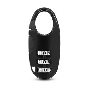 Zinc alloy 3 Digit Password Lock Code Lock Backpack Zipper Lock Dormitory Cabinet Lock Home чёрный