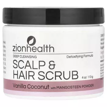 Zion Health, Скраб для глубокого очищения кожи головы и волос, ваниль и кокос, 4 унции (113 г)