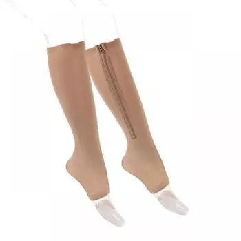 Zipper Compression Socks For Running, Open-Toe Anti-Slip Calf Support Socks With Adjustable Straps For Sports Recovery S/M