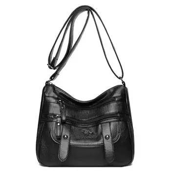 Zipper Multi Pocket Shoulder Bag Durable Small Square Bag Storage Bag Middle Aged Mom Bag Work
