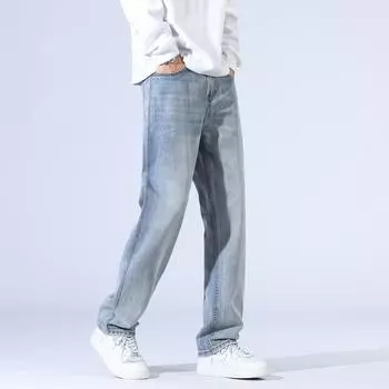 Zipper Spring New Straight Towel Sweeping Slim Fit Stylish Jeans Men s Trousers 28