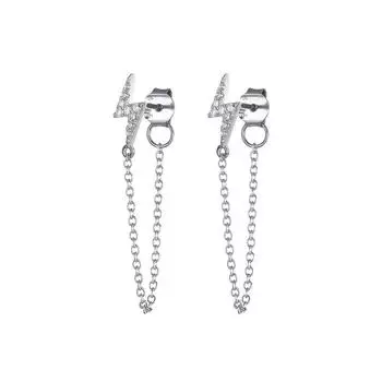 Zircon Lightning Earrings Personalized Fashion Ins Style Long Chain Earrings Cross-Border Manufacturers Earrings Copper