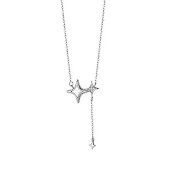 Zircon Tetragonal Star Imitation Shell Necklace Star-Shaped Fringed Pendant Temperament Niche Versatile Light Luxury Collarbone Chain Women Copper
