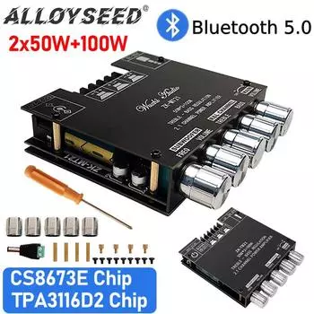 ZK-MT21 2x50 Вт + 100 Вт 2.1-канальный сабвуфер цифровая звуковая плата усилителя мощности AUX 12 В 24 В усилитель звука с Bluetooth для дома