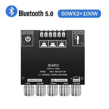 ZK-MT21 канал Bluetooth 5.0 CS8673E 2.1 сабвуфер усилитель плата 50 Вт X 2+100 Вт мощность аудио стерео усилитель плата басовый усилитель AUX