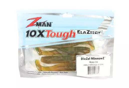 Zman Soft Lure Diezel MinnowZ 4 дюйма, 5 шт. в упаковке, моторное масло (3861)