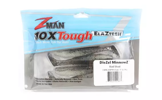 Zman Soft Lure Diezel MinnowZ 4 Inch 5 шт. в упаковке Bad Shad (2673)
