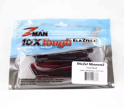 Zman Soft Lure Diezel MinnowZ 4 Inch 5 шт. в упаковке Red Shad (8378)