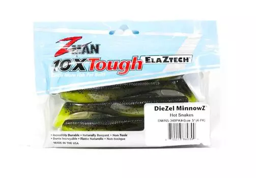 Zman Soft Lure Diezel MinnowZ 5 Inch 4 шт. в упаковке Hot Snakes (0399)