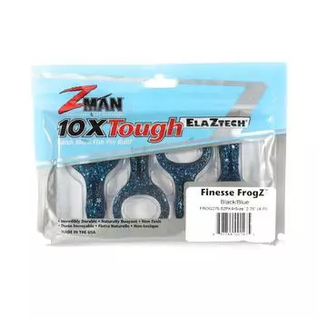 Zman Soft Lure Finesse FrogZ 2,75 дюйма, 4 шт. в упаковке, синий, черный (1475)