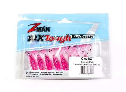 Zman Soft Lure GrubZ 2,5 дюйма, 8 шт. в упаковке, электрический розовый (7777)