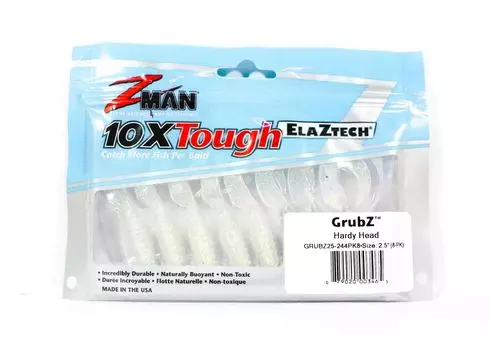 Zman Soft Lure GrubZ 2,5 дюйма, 8 шт. в упаковке Hardy Head (3465)