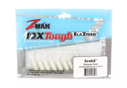 Zman Soft Lure GrubZ 2 Inch 8/Pack Shimmer Pearl (3298)