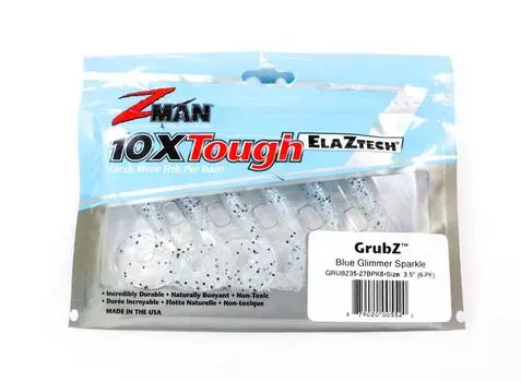 Zman Soft Lure GrubZ 3,5 дюйма, 6 шт. в упаковке, синие мерцающие блестки (5520)