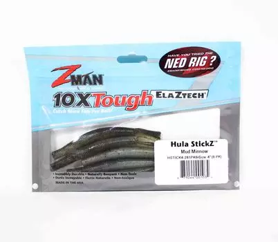 Zman Soft Lure Hula Stickz 4 дюйма, 6 шт. в упаковке, грязевой гольян (1034)