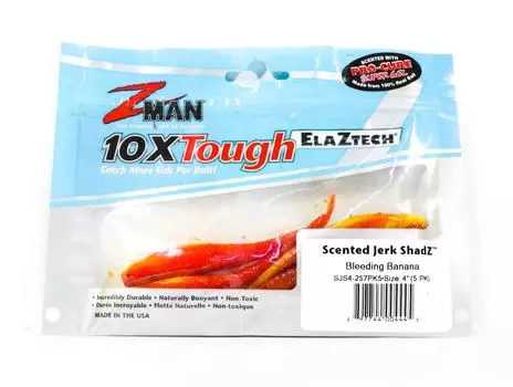 Zman Soft Lure Jerk ShadZ 4 дюйма, 5 шт. в упаковке, Bleeding Banana (4445)