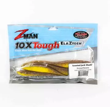 Zman Soft Lure Jerk ShadZ 7 дюймов, 4 шт. в упаковке, синяк банан (0044)