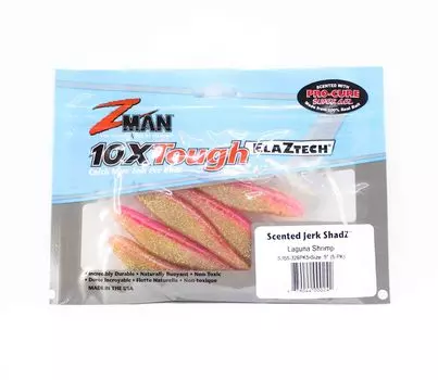 Zman Soft Lure Jerk ShadZ Scented 5 дюймов 5 шт. в упаковке Laguna Shrimp (0242)