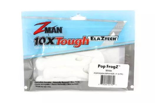 Zman Soft Lure Pop FrogZ 4 дюйма, 4 шт. в упаковке, белый (1829 г.)