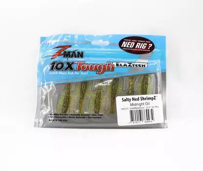 Zman Soft Lure Salty Ned ShrimpZ 2,5 дюйма, 6 шт. в упаковке, масло Midnight (4434)