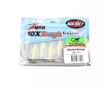 Zman Soft Lure Salty Ned ShrimpZ 2,5 дюйма, 6 штук в упаковке Beer Run (4458)