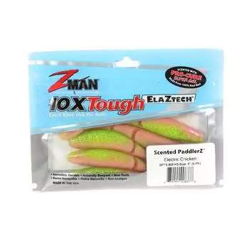 Zman Soft Lure Scented PaddlerZ 5 дюймов, 5 шт. в упаковке, электрическая курица (8378)