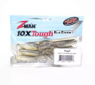 Zman Soft Lure Scented PogyZ 3 дюйма 5 шт. в упаковке Smokey Shad (2406)