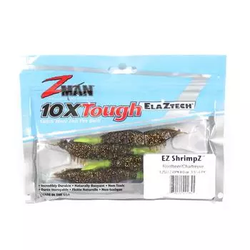 Zman Soft Lure Shrimpz 3,5 дюйма, 4 шт. в упаковке Rootbeer Chart Tail (2345)