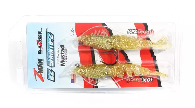 Zman Soft Lure Shrimpz Rigged 3.5 Inch 2/Pack Gold Flake (2284)