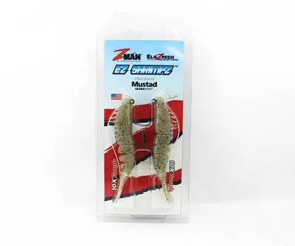 Zman Soft Lure Shrimpz Rigged 3,5 дюйма, 2 шт. в упаковке, жирная креветка (1546)