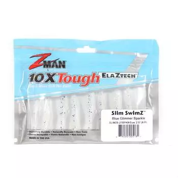 Zman Soft Lure Slim SwimZ 2,5 дюйма, 8 шт. в упаковке, с синим мерцанием (5131)