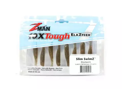 Zman Soft Lure Slim SwimZ 2,5 дюйма, 8 шт. в упаковке Bloodworm (5179)