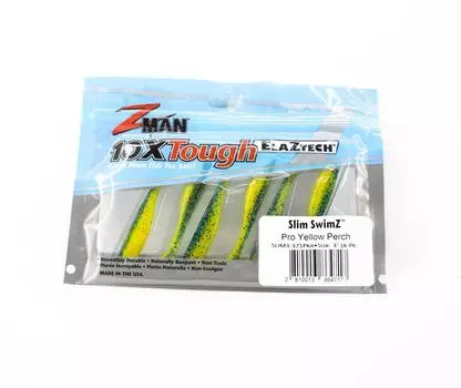 Zman Soft Lure Slim SwimZ 3 дюйма, 6 шт./упак. Pro, желтый окунь (4717)