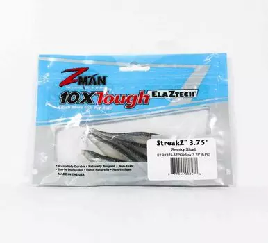 Zman Soft Lure StreakZ 3,75 дюйма, 6 шт. в упаковке Smokey Shad (8576)