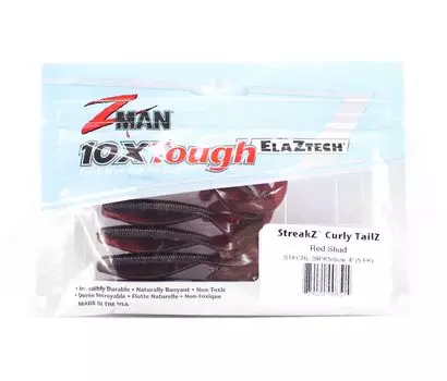 Zman Soft Lure StreakZ Curly 4 дюйма, 5 шт. в упаковке, красный оттенок (8514)