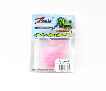 Zman Soft Lure Tiny TicklerZ 1,75 дюйма, 8 шт. в упаковке, розовое свечение (3789)